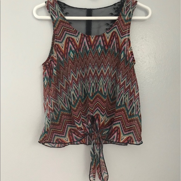 Dots Tie Front Tank Top - Picture 1 of 4